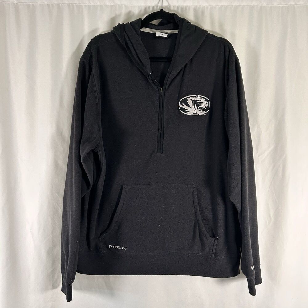 Mizzou Tigers Nike Hoodie Men's Large Black Full ZIp Fleece Hooded Pockets